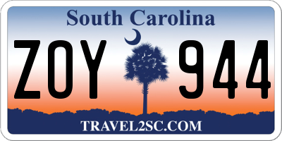 SC license plate ZOY944