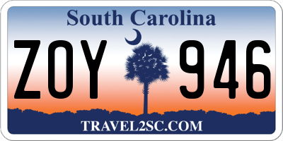 SC license plate ZOY946