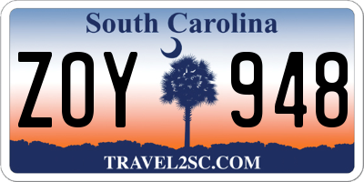 SC license plate ZOY948