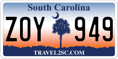 SC license plate ZOY949