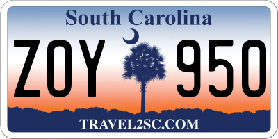 SC license plate ZOY950