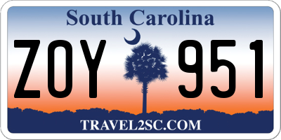 SC license plate ZOY951