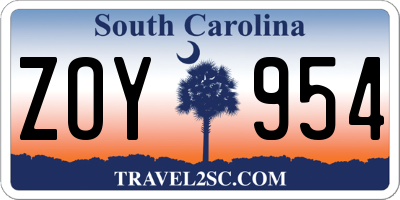 SC license plate ZOY954