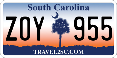 SC license plate ZOY955