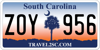 SC license plate ZOY956
