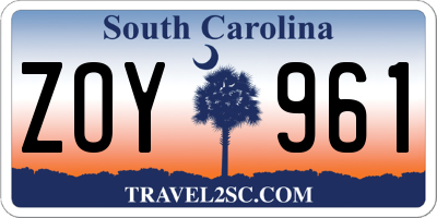 SC license plate ZOY961