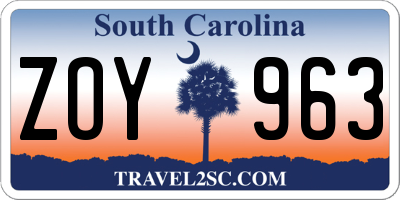 SC license plate ZOY963