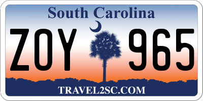 SC license plate ZOY965