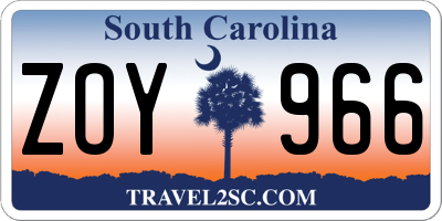 SC license plate ZOY966