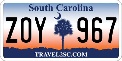 SC license plate ZOY967