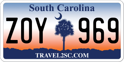 SC license plate ZOY969
