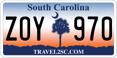SC license plate ZOY970