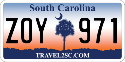 SC license plate ZOY971