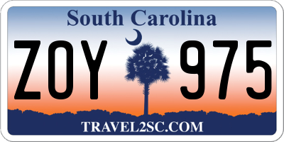 SC license plate ZOY975
