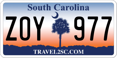 SC license plate ZOY977