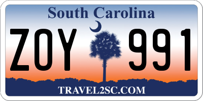 SC license plate ZOY991