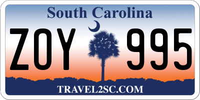 SC license plate ZOY995