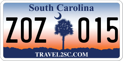 SC license plate ZOZ015