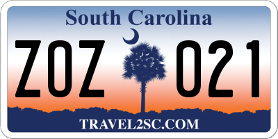 SC license plate ZOZ021
