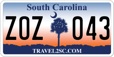SC license plate ZOZ043