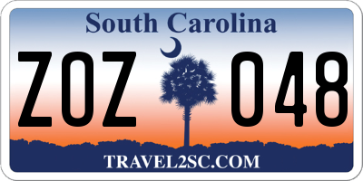 SC license plate ZOZ048
