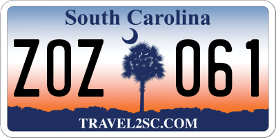 SC license plate ZOZ061