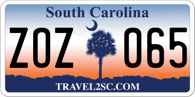 SC license plate ZOZ065