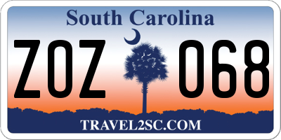 SC license plate ZOZ068