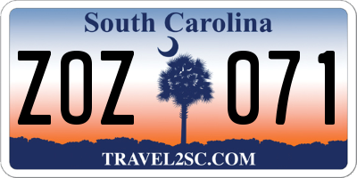 SC license plate ZOZ071