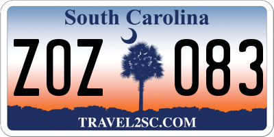 SC license plate ZOZ083