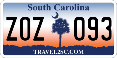 SC license plate ZOZ093