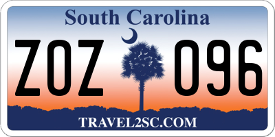 SC license plate ZOZ096