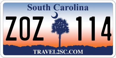 SC license plate ZOZ114