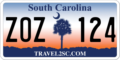 SC license plate ZOZ124