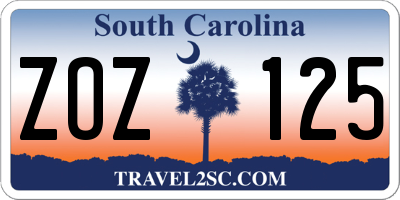 SC license plate ZOZ125