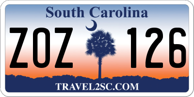 SC license plate ZOZ126