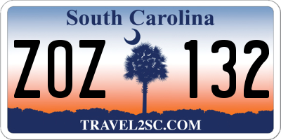SC license plate ZOZ132