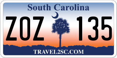 SC license plate ZOZ135
