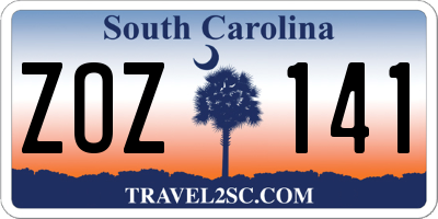 SC license plate ZOZ141