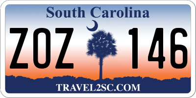 SC license plate ZOZ146