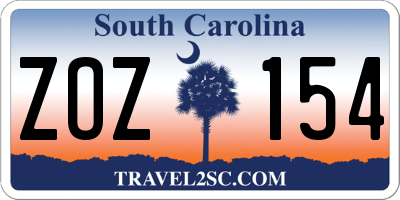 SC license plate ZOZ154