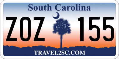 SC license plate ZOZ155