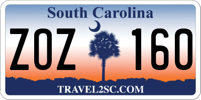 SC license plate ZOZ160