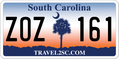 SC license plate ZOZ161