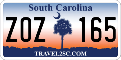 SC license plate ZOZ165