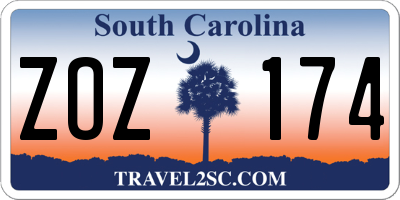 SC license plate ZOZ174