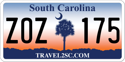 SC license plate ZOZ175