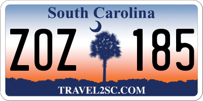 SC license plate ZOZ185