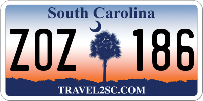 SC license plate ZOZ186
