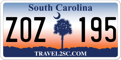 SC license plate ZOZ195
